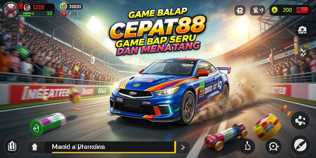 Tangkapan layar menampilkan aksi balapan seru dalam CEPAT88.