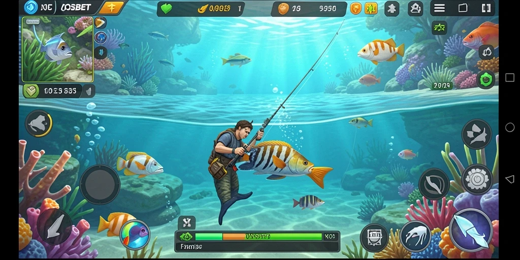 Tampilan gameplay IOSBET yang menakjubkan dengan suasana memancing yang nyata.