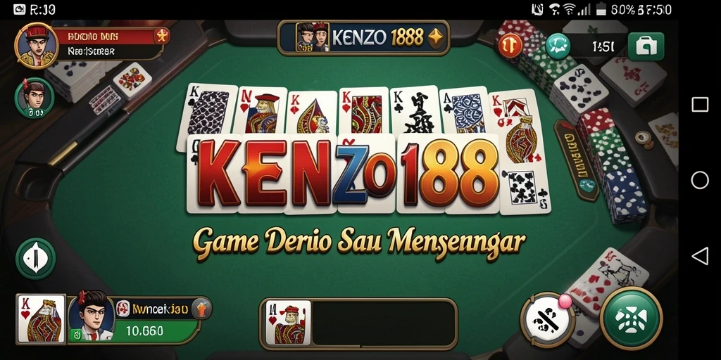 Screenshot gameplay <strong>KENZO188</strong> dengan tampilan papan Domino yang menarik.