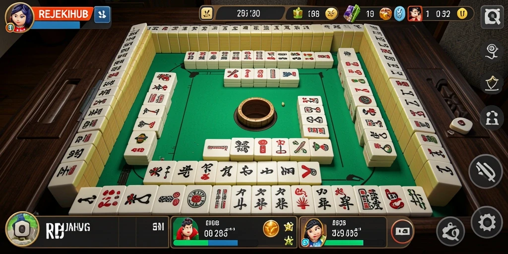Tampilan gameplay seru REJEKIHUB dengan grafis Mahjong yang menarik.