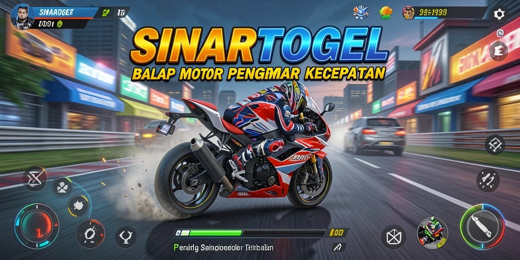 Tampilan utama gameplay balap motor dalam SINARTOGEL yang mendebarkan.
